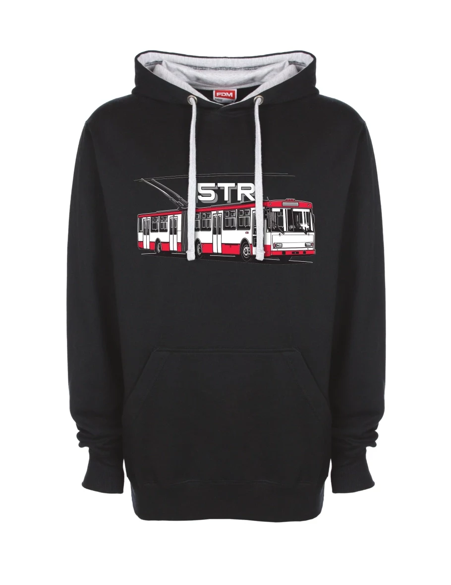 Šedo-černá mikina Trolejbus 15TR