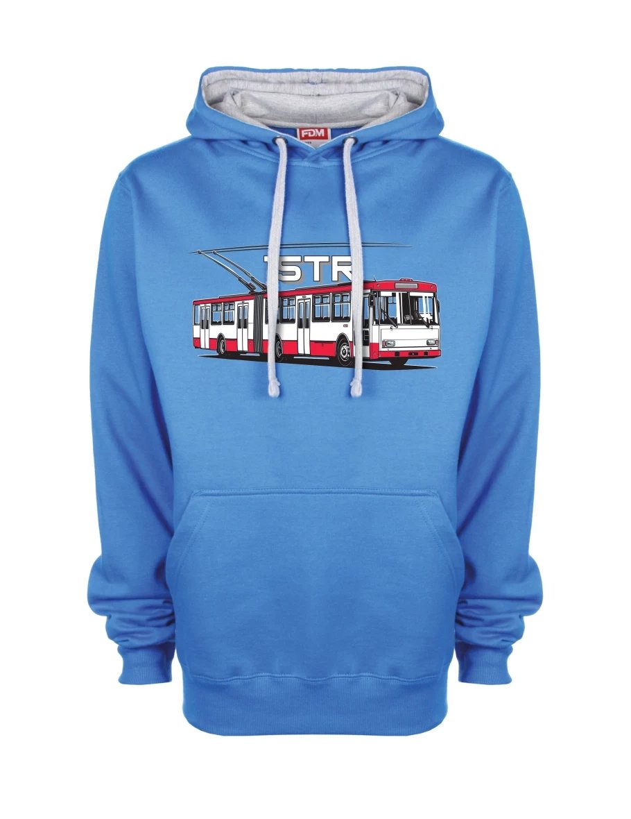 Šedo-modrá mikina Trolejbus 15TR