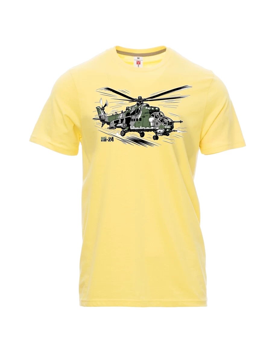 Světle žluté pánské tričko Vrtulník Mi-24