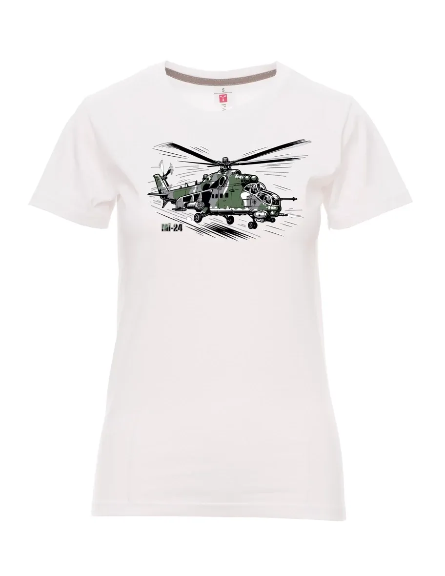 Bílé dámské tričko Vrtulník Mi-24