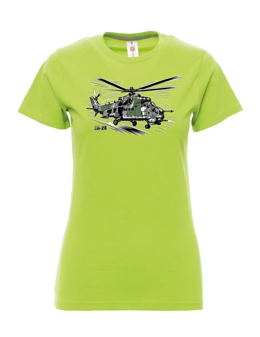Limetkové dámské tričko Vrtulník Mi-24
