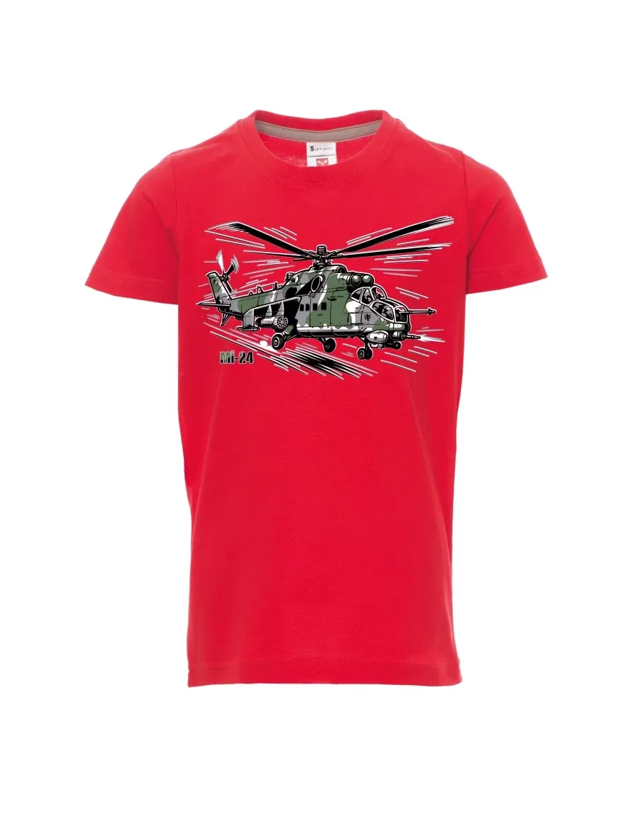 Červené dětské tričko Vrtulník Mi-24