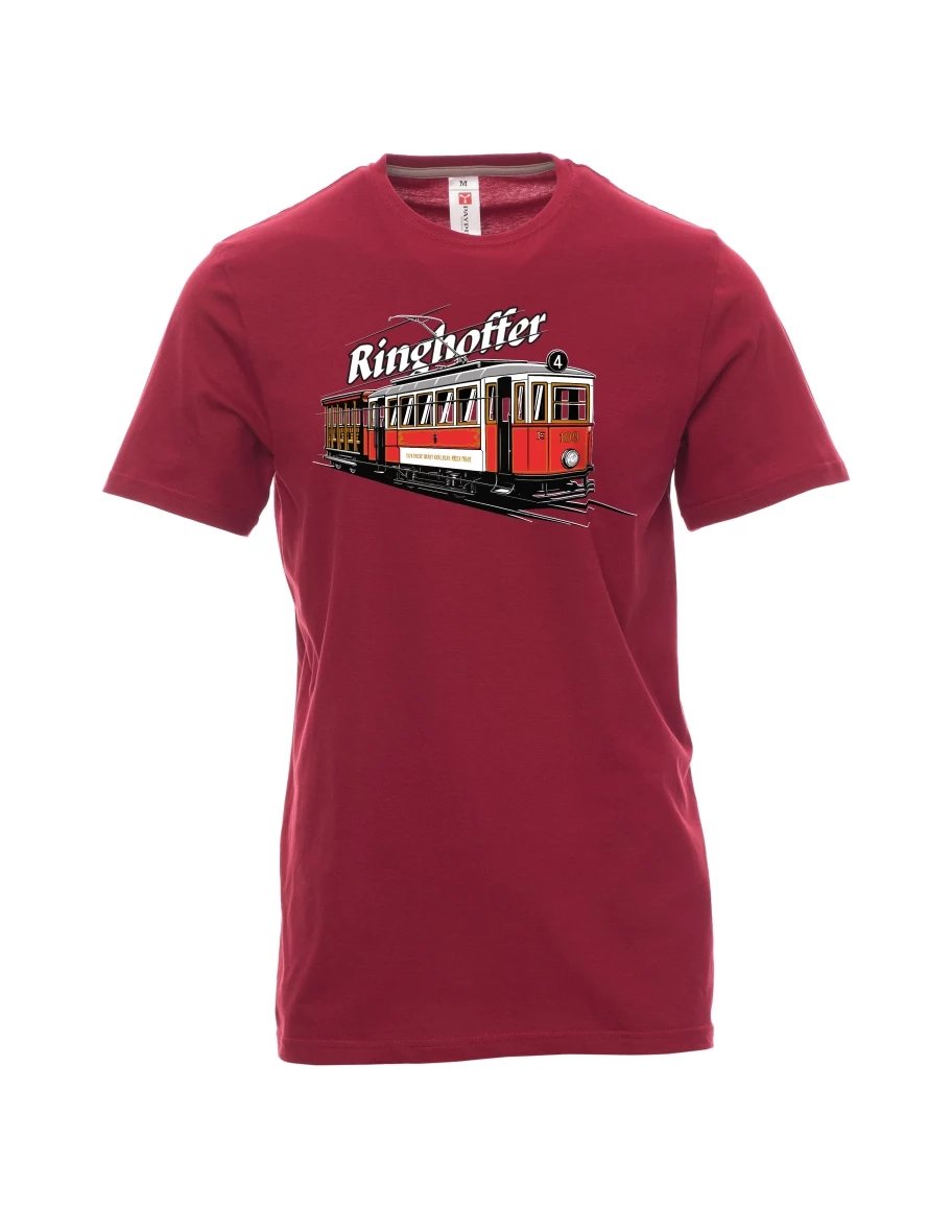 Tmavě červené pánské tričko Tramvaj Ringhoffer