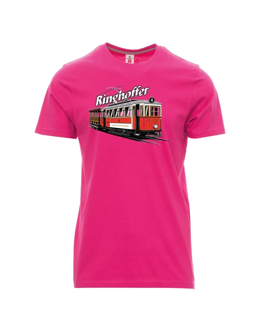 Růžové pánské tričko Tramvaj Ringhoffer