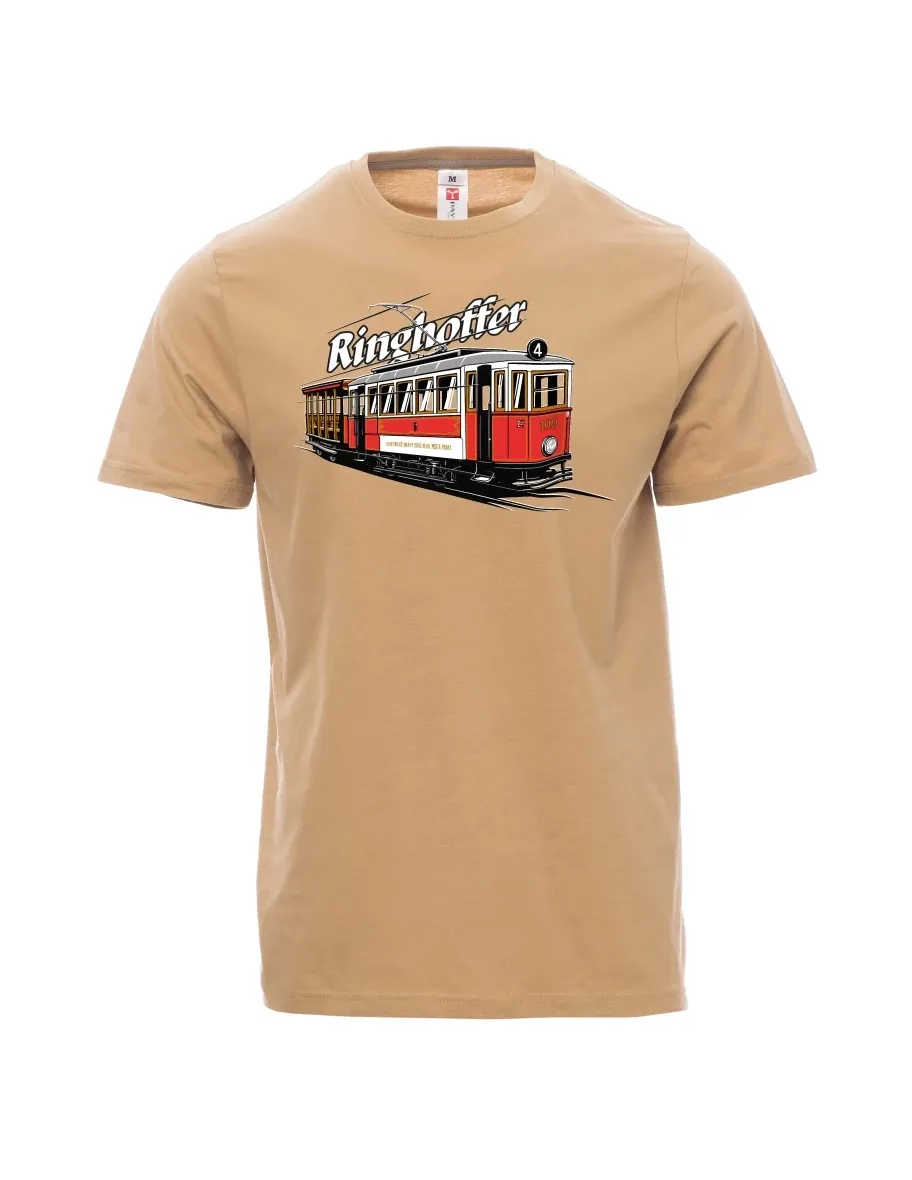 Hnědé pánské tričko Tramvaj Ringhoffer
