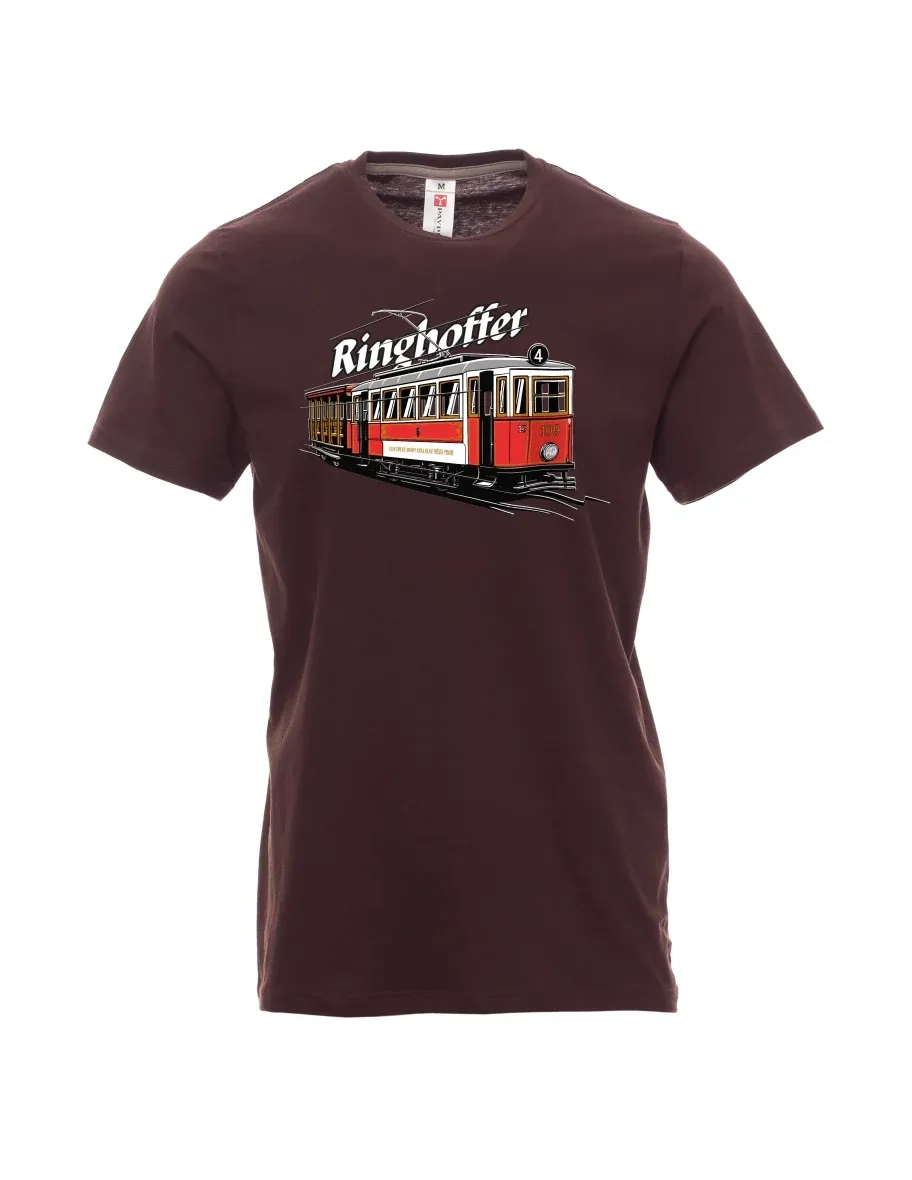 Tmavě hnědé pánské tričko Tramvaj Ringhoffer