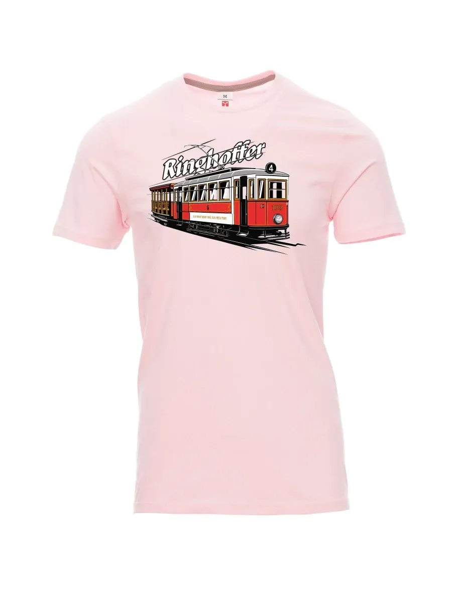 Světle růžové pánské tričko Tramvaj Ringhoffer