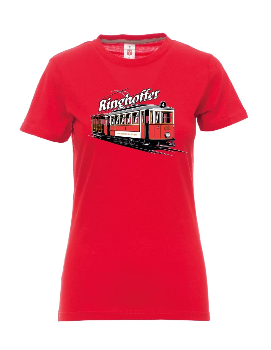 Červené dámské tričko Tramvaj Ringhoffer