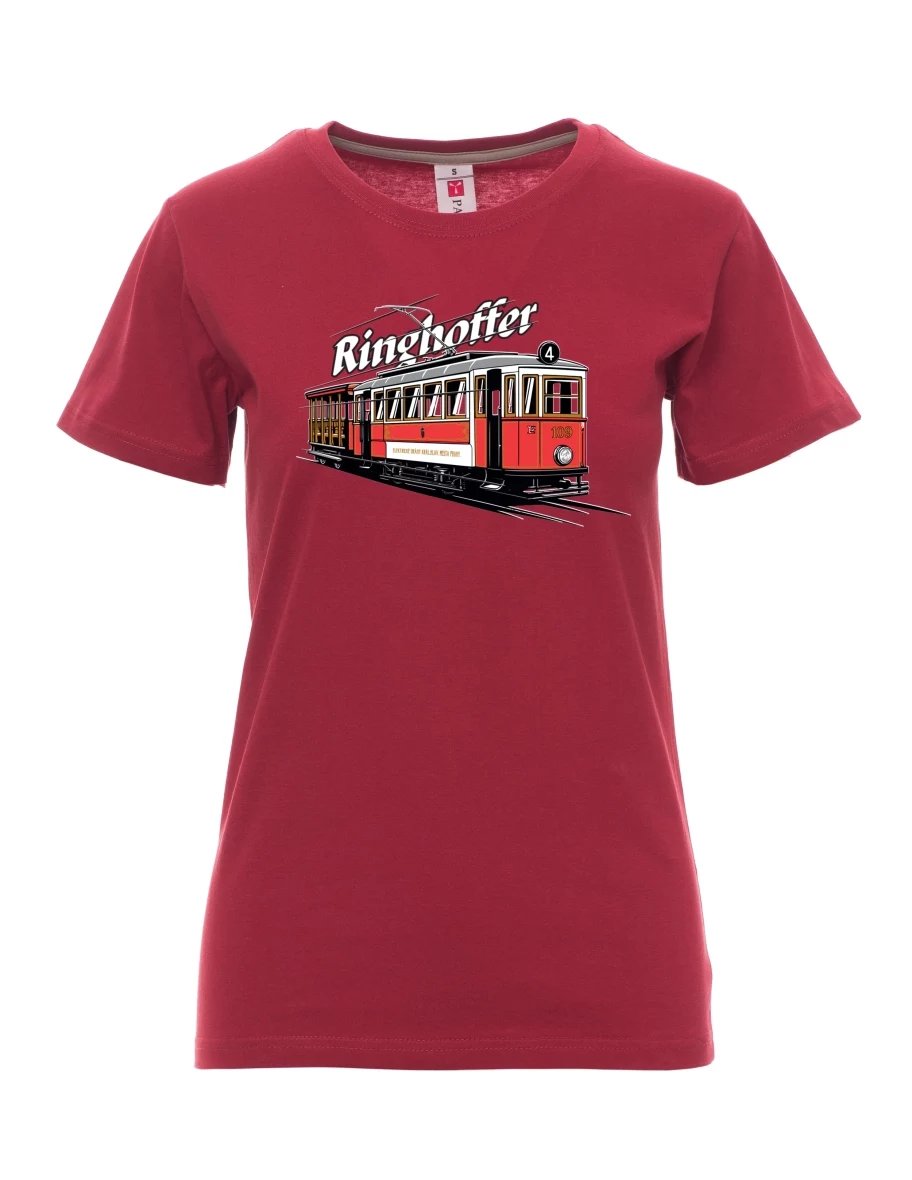 Bordó dámské tričko Tramvaj Ringhoffer
