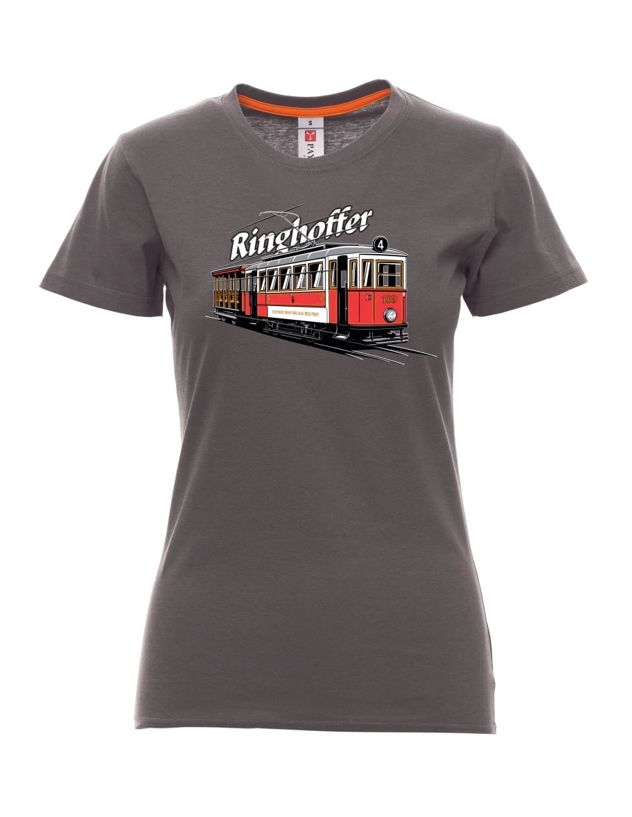 Kouřové dámské tričko Tramvaj Ringhoffer