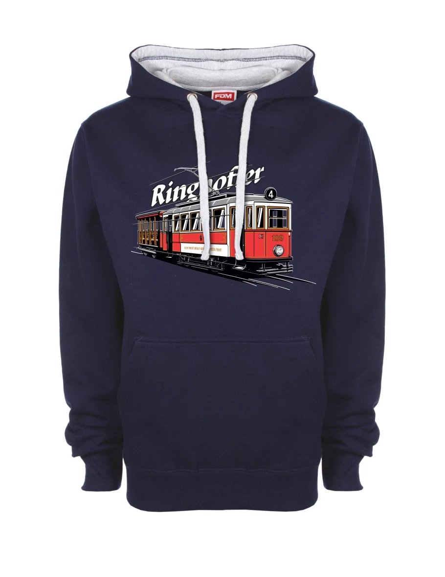 Šedo-námořnická mikina Tramvaj Ringhoffer
