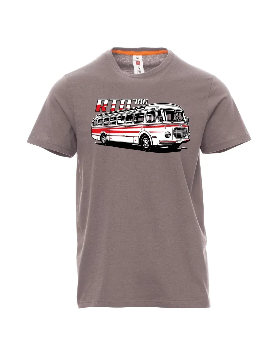Ocelově šedé pánské tričko Autobus RTO 706