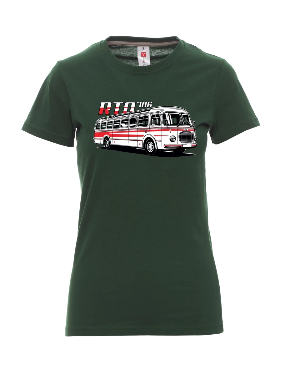Tmavě zelené dámské tričko Autobus RTO 706