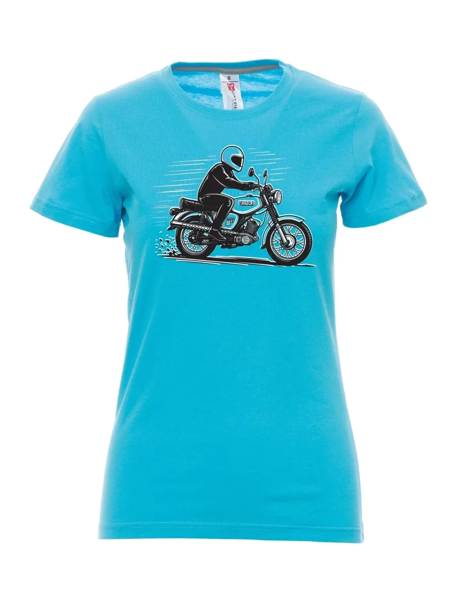 Atolově modré dámské tričko Motorka Enduro S51