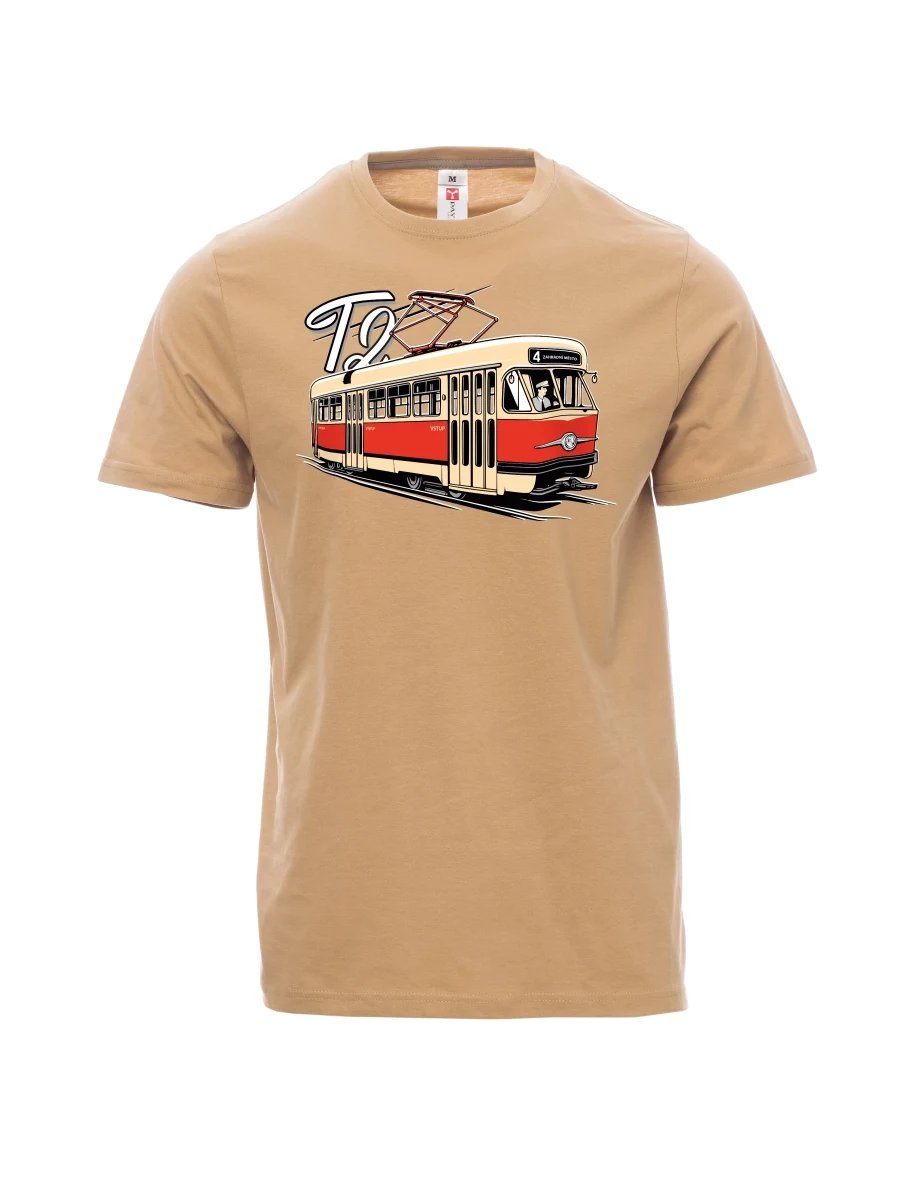 Hnědé pánské tričko Tramvaj T2