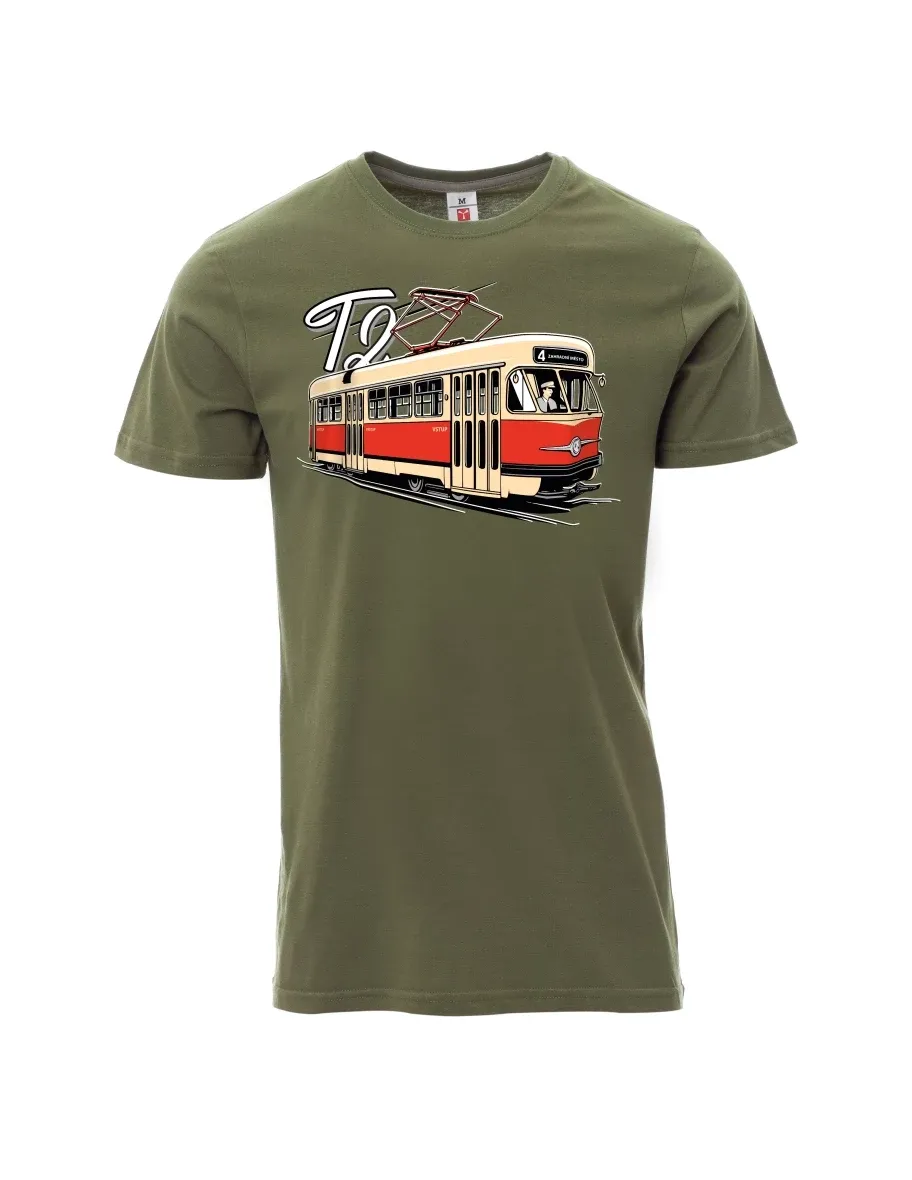 Khaki pánské tričko Tramvaj T2