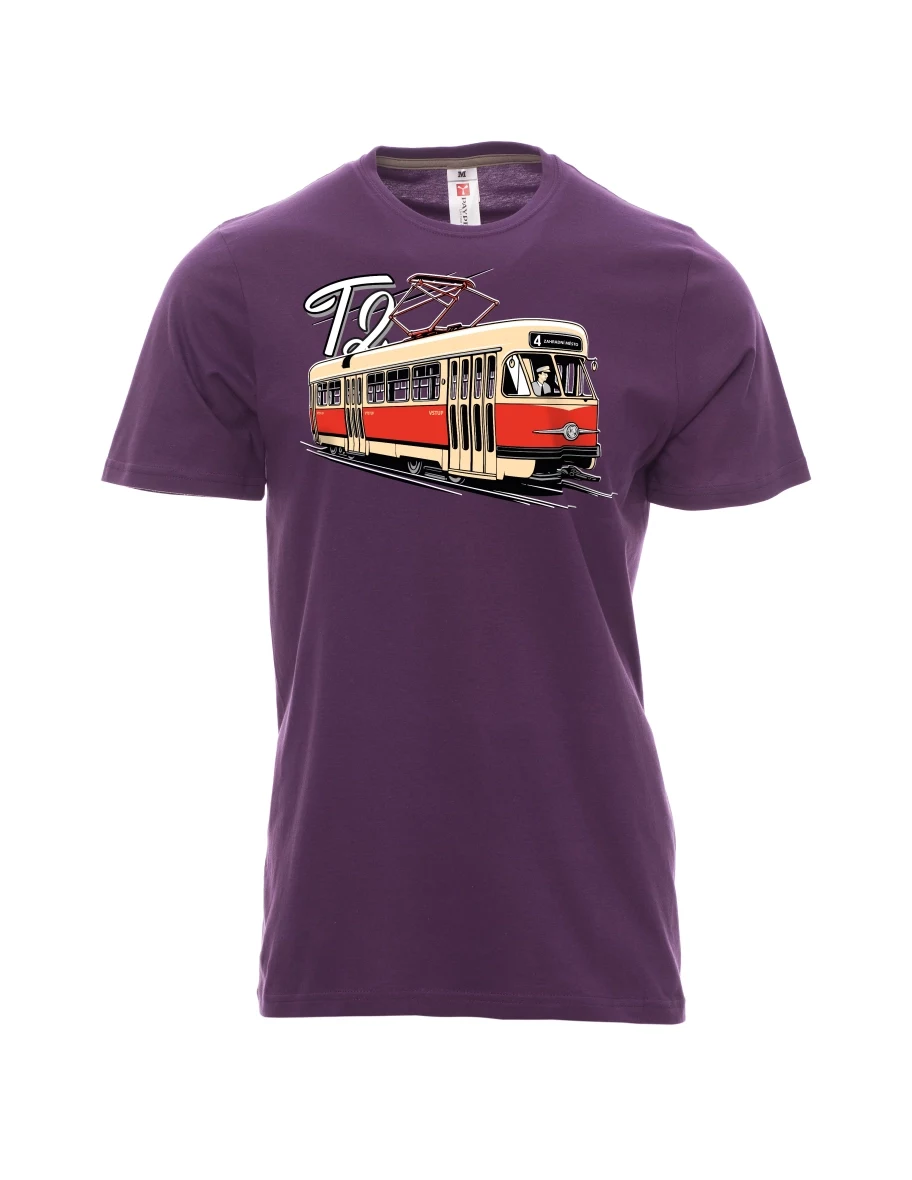 Fialové pánské tričko Tramvaj T2