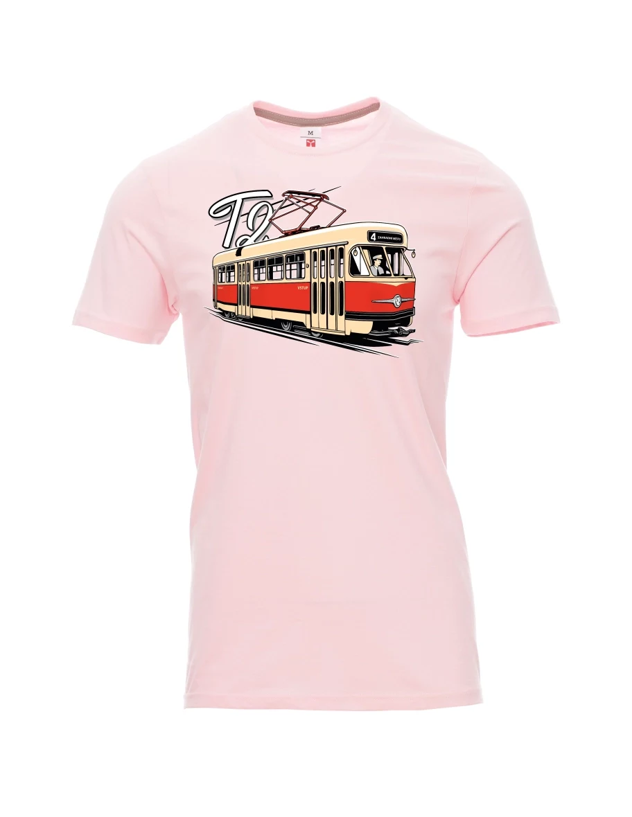Světle růžové pánské tričko Tramvaj T2