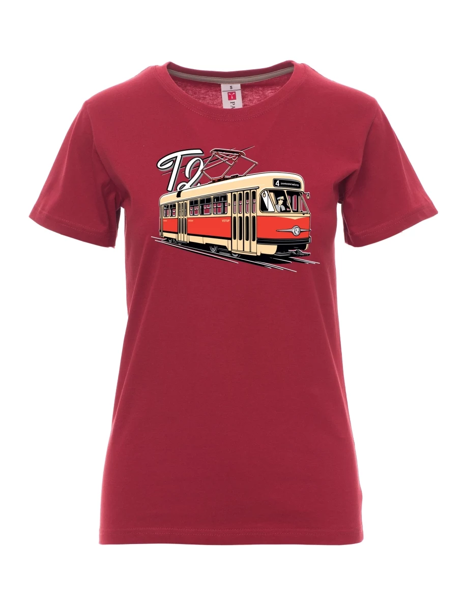 Bordó dámské tričko Tramvaj T2