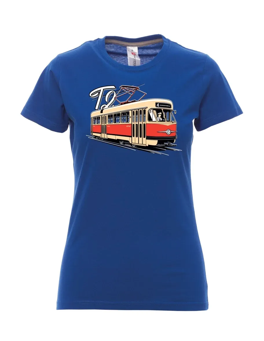 Královsky modré dámské tričko Tramvaj T2