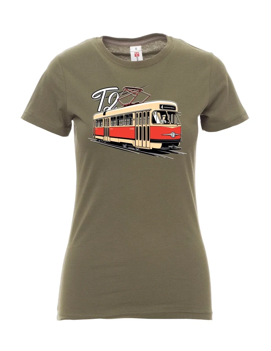 Khaki dámské tričko Tramvaj T2