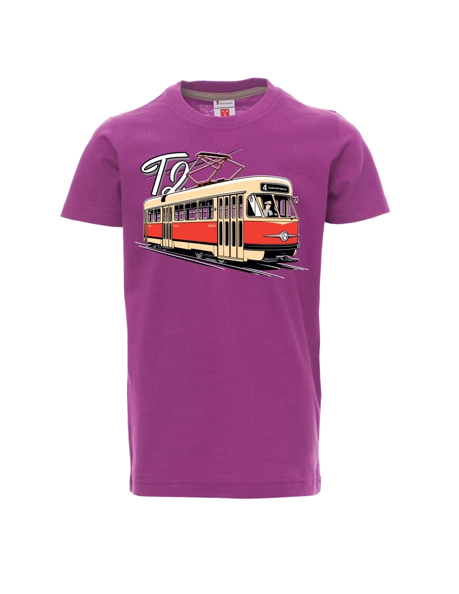 Fialové dětské tričko Tramvaj T2