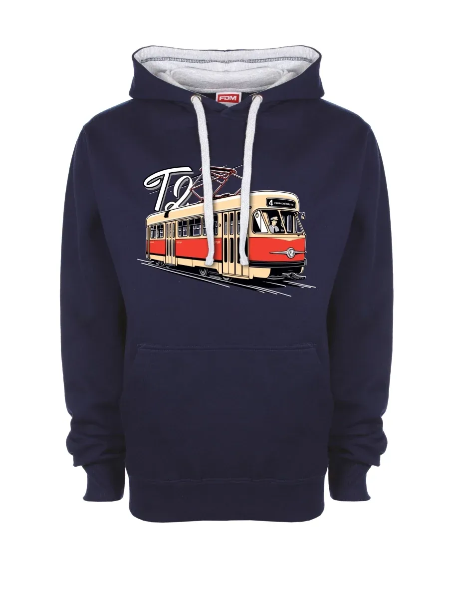 Šedo-námořnická mikina Tramvaj T2