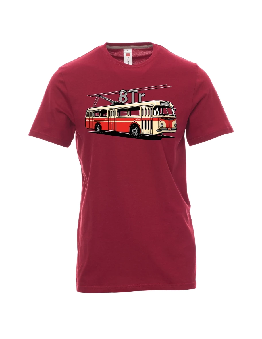 Tmavě červené pánské tričko Trolejbus 8Tr
