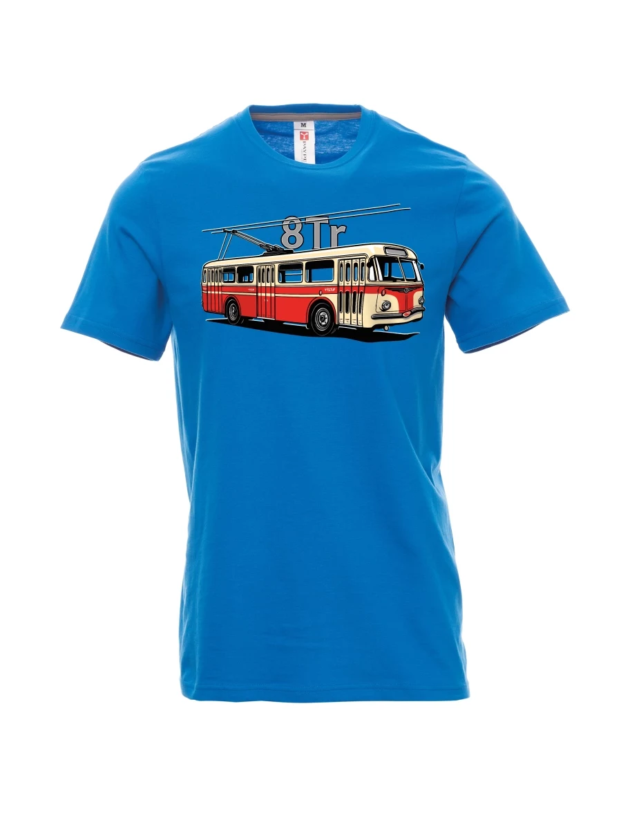 Světle modré pánské tričko Trolejbus 8Tr