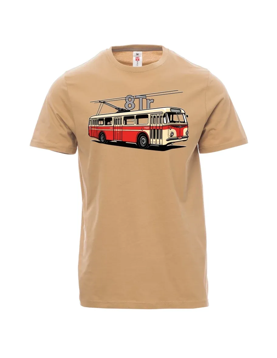 Hnědé pánské tričko Trolejbus 8Tr