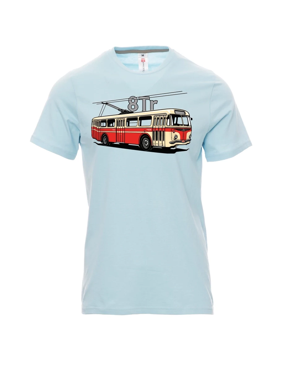 Bledě modré pánské tričko Trolejbus 8Tr