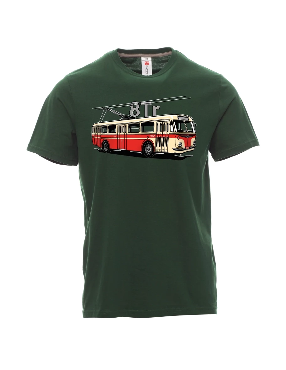 Tmavě zelené pánské tričko Trolejbus 8Tr