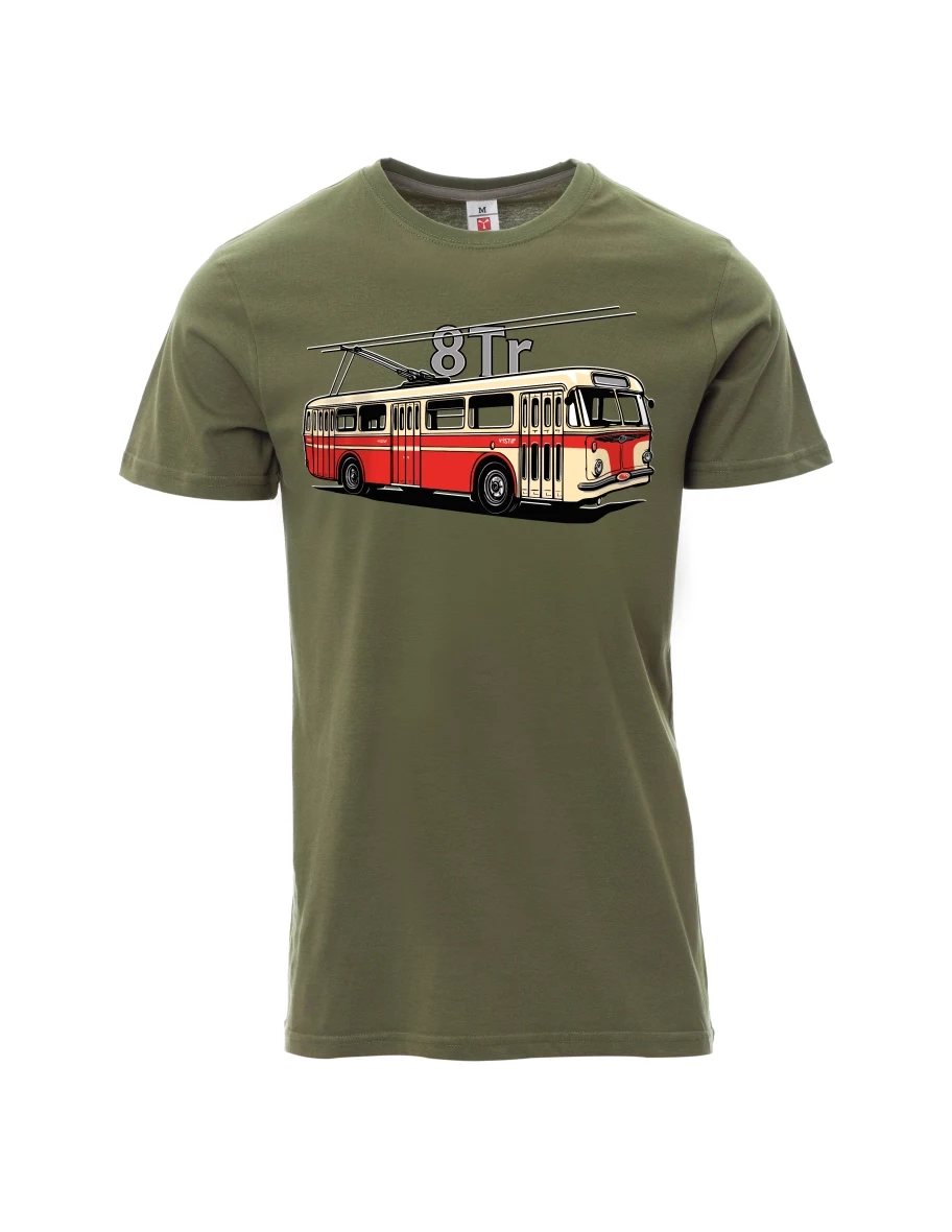 Khaki pánské tričko Trolejbus 8Tr