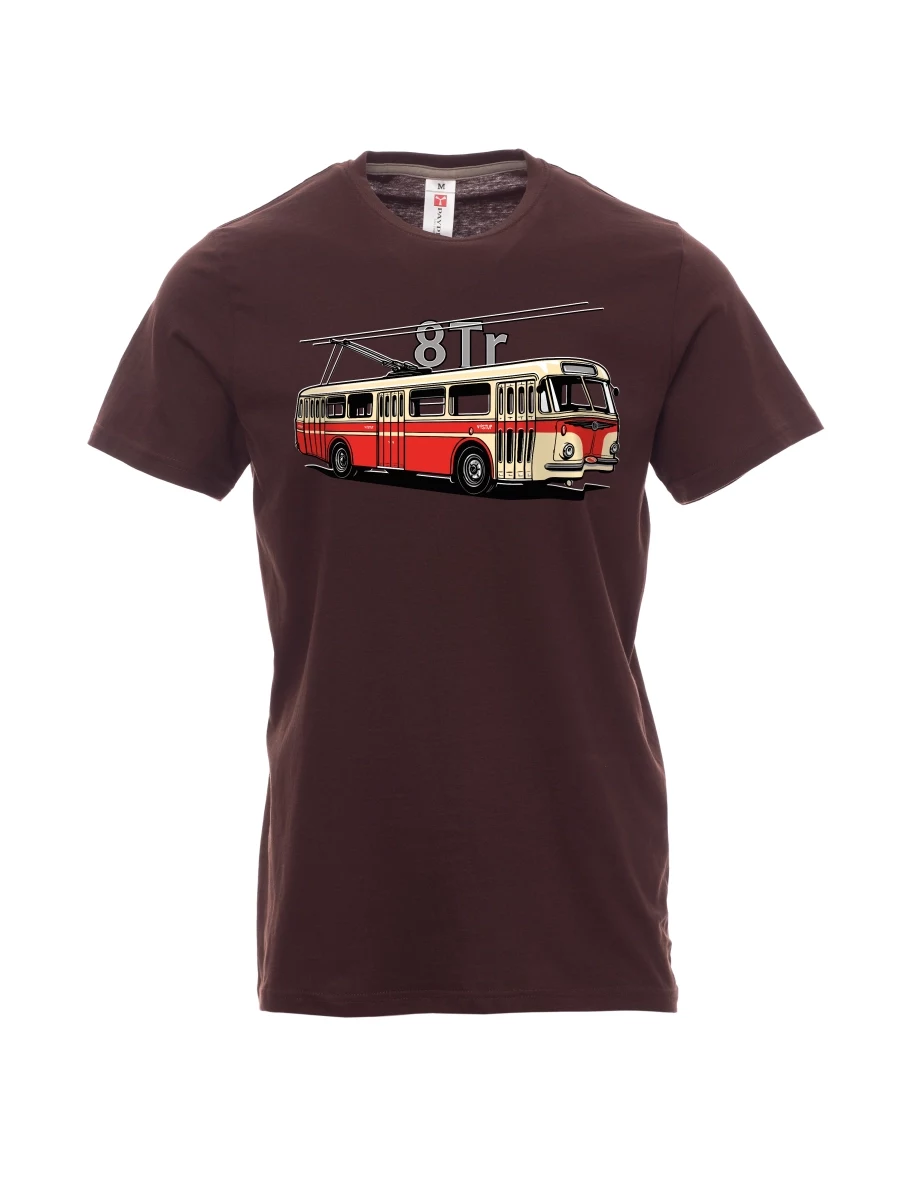 Tmavě hnědé pánské tričko Trolejbus 8Tr