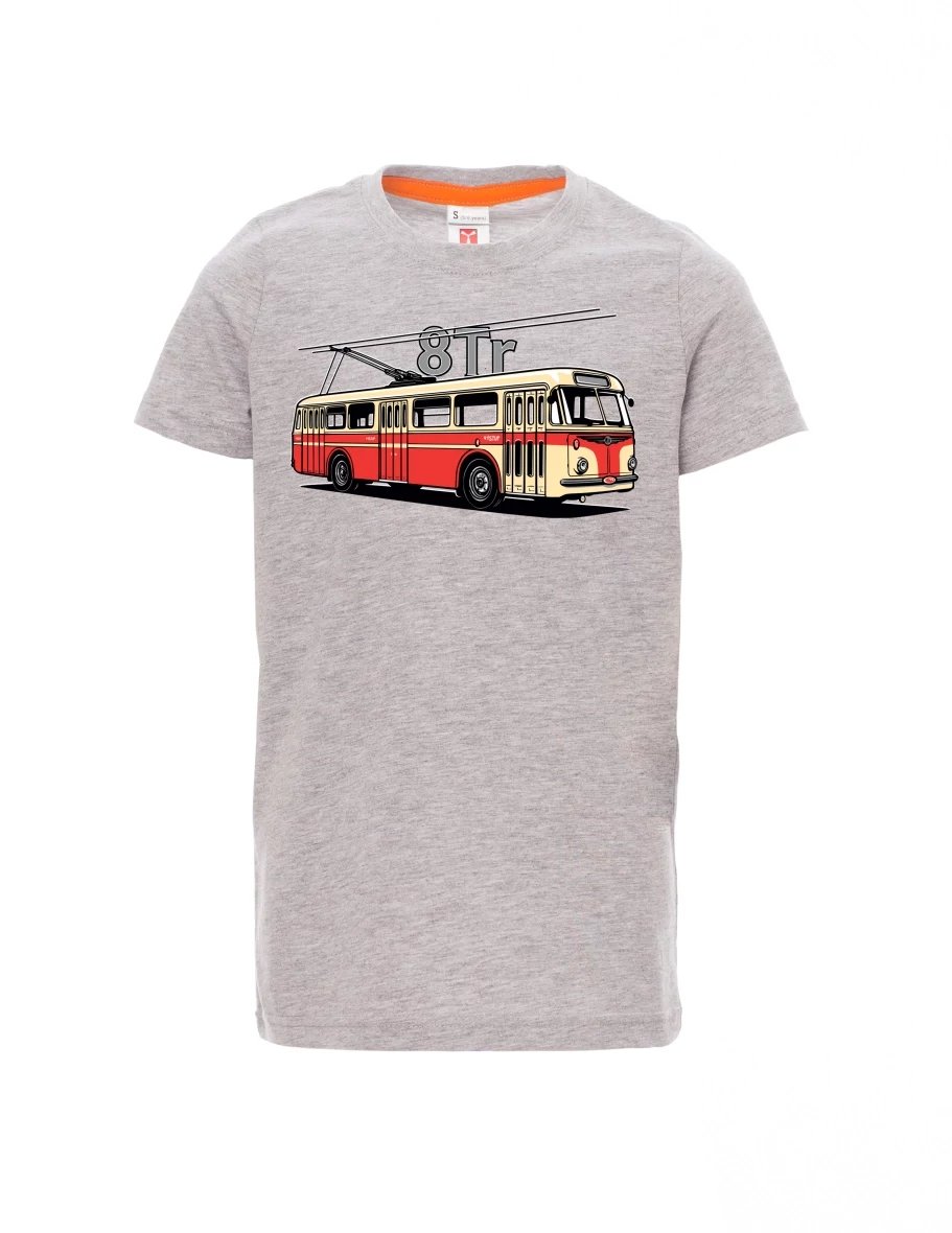 Šedý melír dětské tričko Trolejbus 8Tr