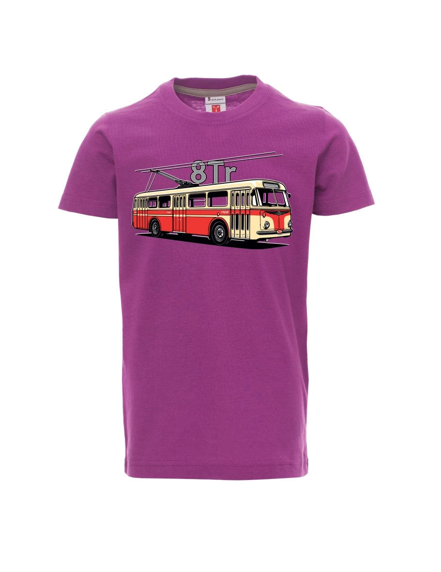 Fialové dětské tričko Trolejbus 8Tr
