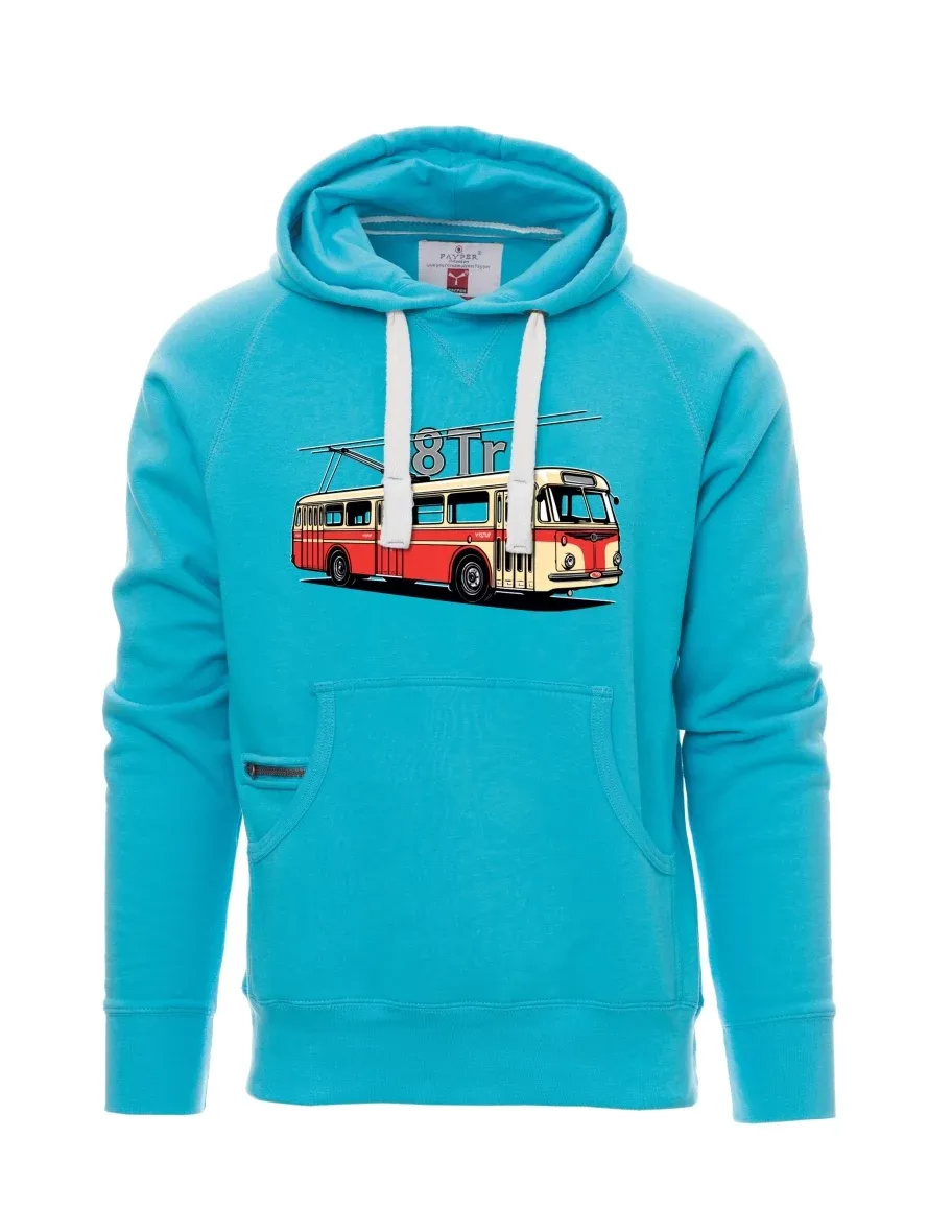 Světle modrá pánská mikina Trolejbus 8Tr