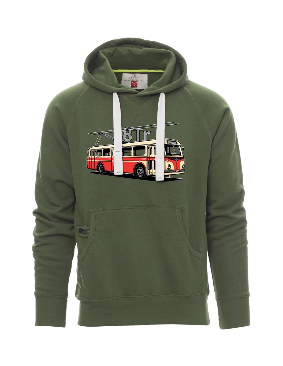 Tmavě zelená pánská mikina Trolejbus 8Tr