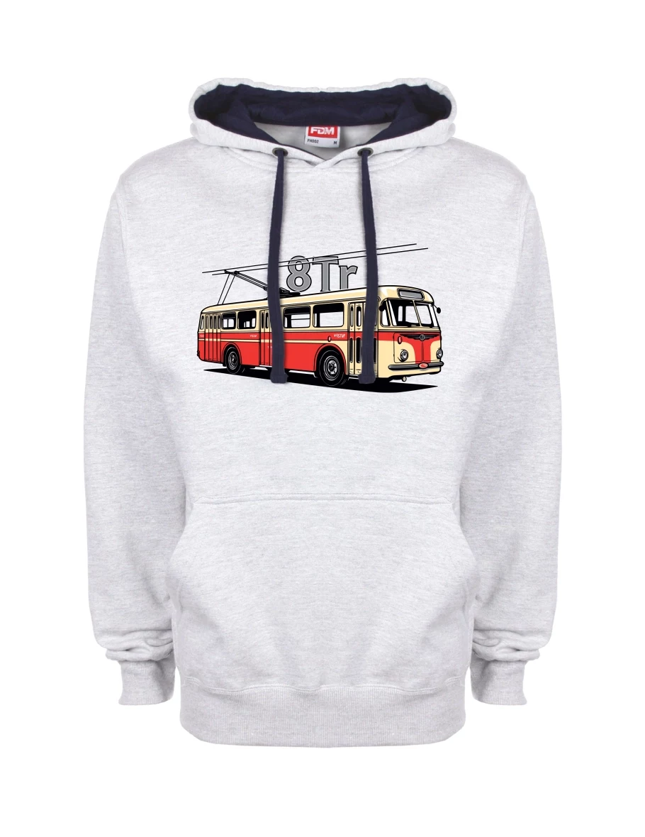 Modro-šedá mikina Trolejbus 8Tr