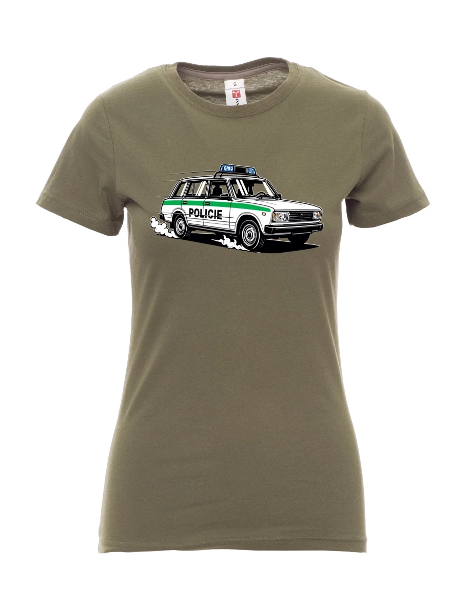 Khaki dámské tričko Automobil VAZ 2104 POLICIE