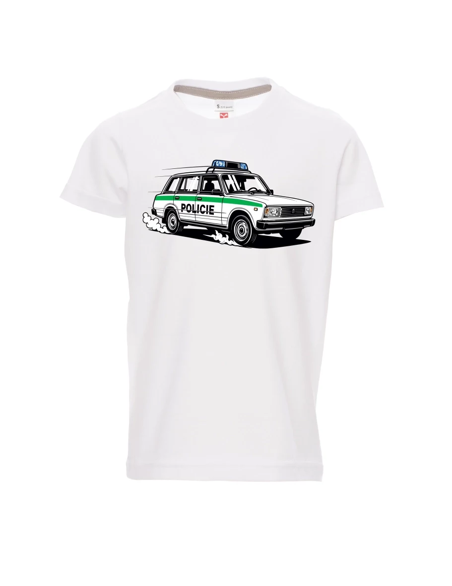 Bílé dětské tričko Automobil VAZ 2104 POLICIE