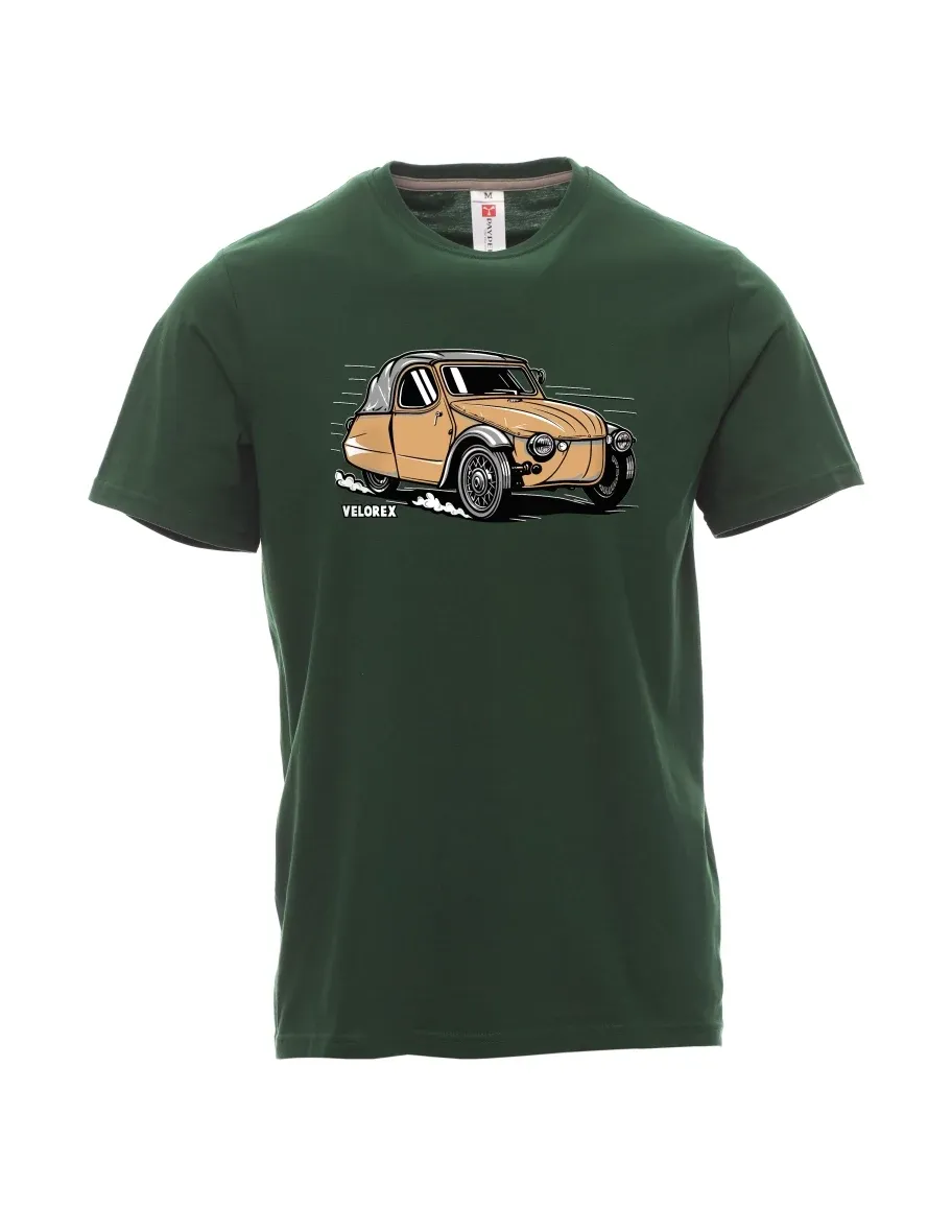 Tmavě zelené pánské tričko Automobil Velorex