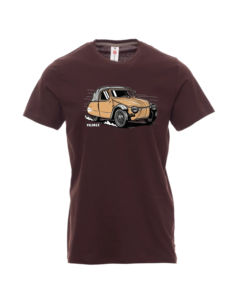 Tmavě hnědé pánské tričko Automobil Velorex