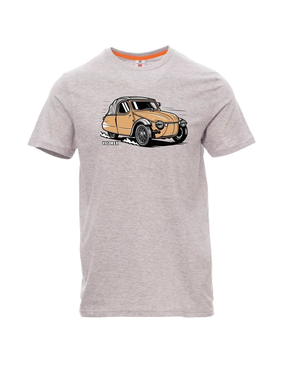 Šedé melanžové pánské tričko Automobil Velorex