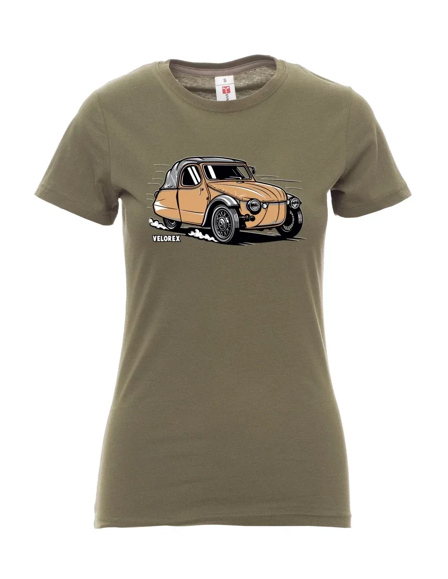 Khaki dámské tričko Automobil Velorex