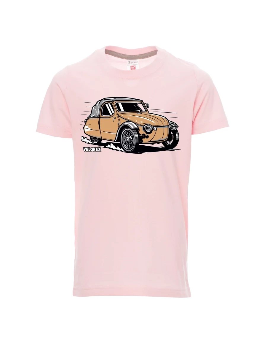 Světle růžové dětské tričko Automobil Velorex