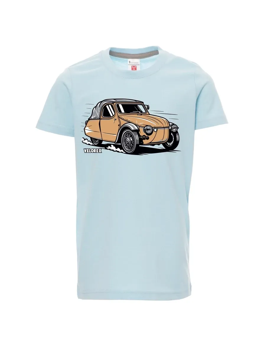 Bledě modré dětské tričko Automobil Velorex