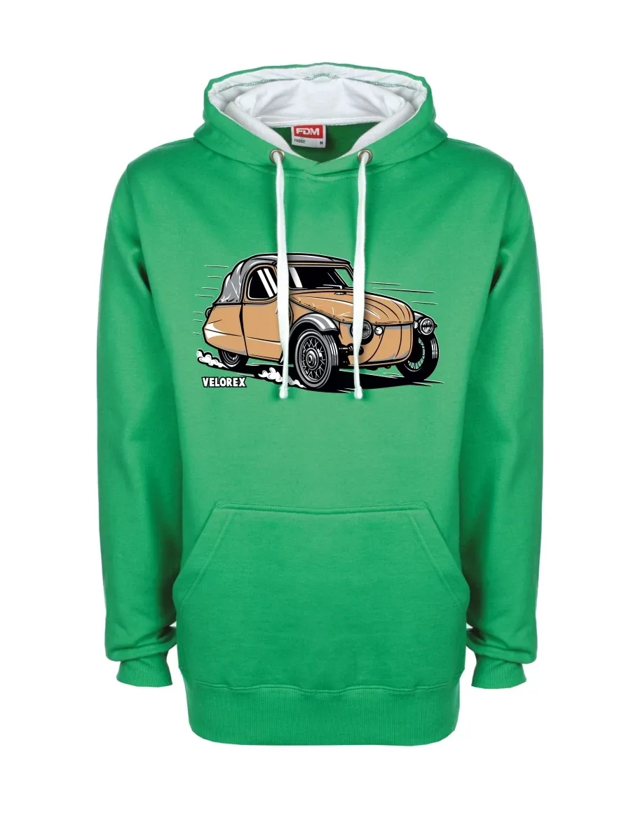 Bílo-zelená mikina Automobil Velorex