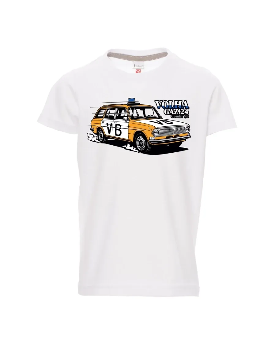 Bílé dětské tričko Automobil Volha GAZ 24 VB