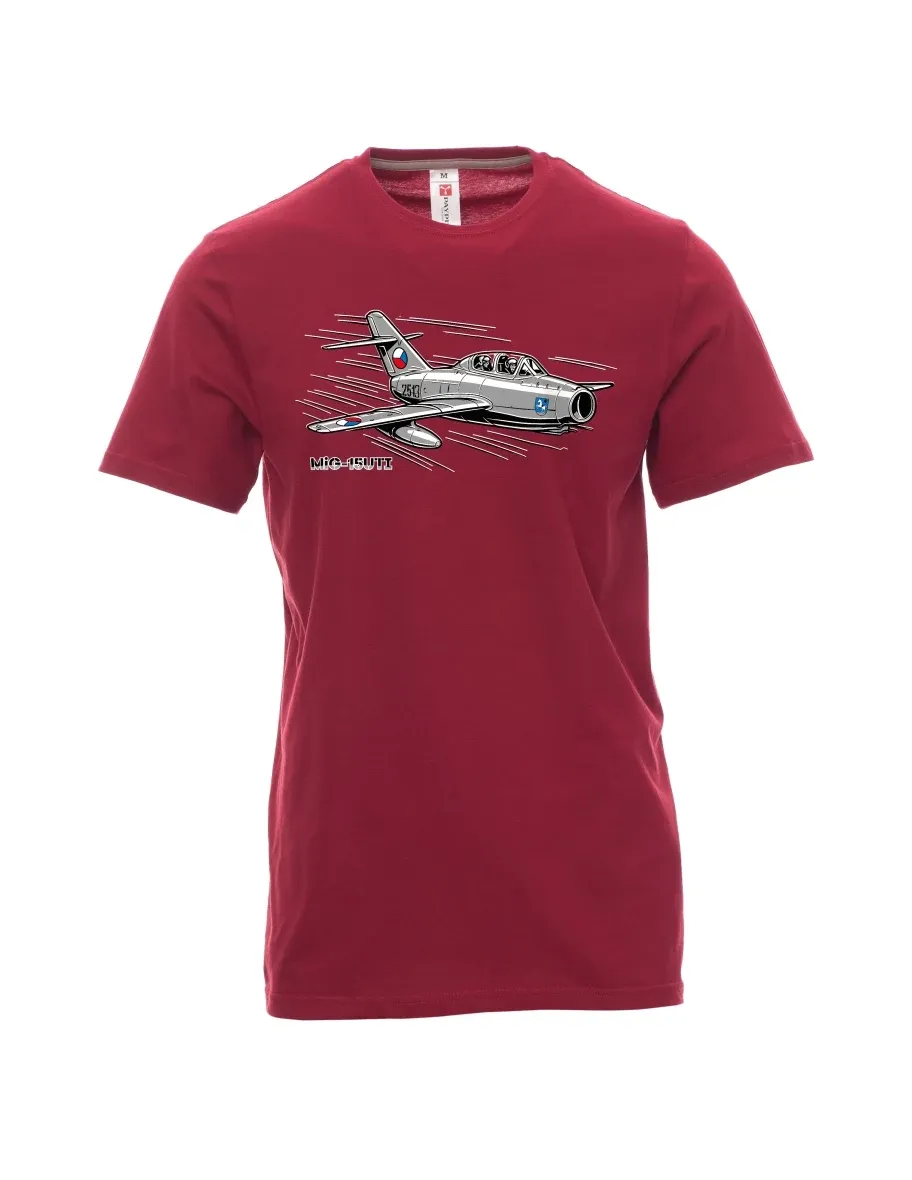 Tmavě červené pánské tričko Letadlo MiG-15UTI